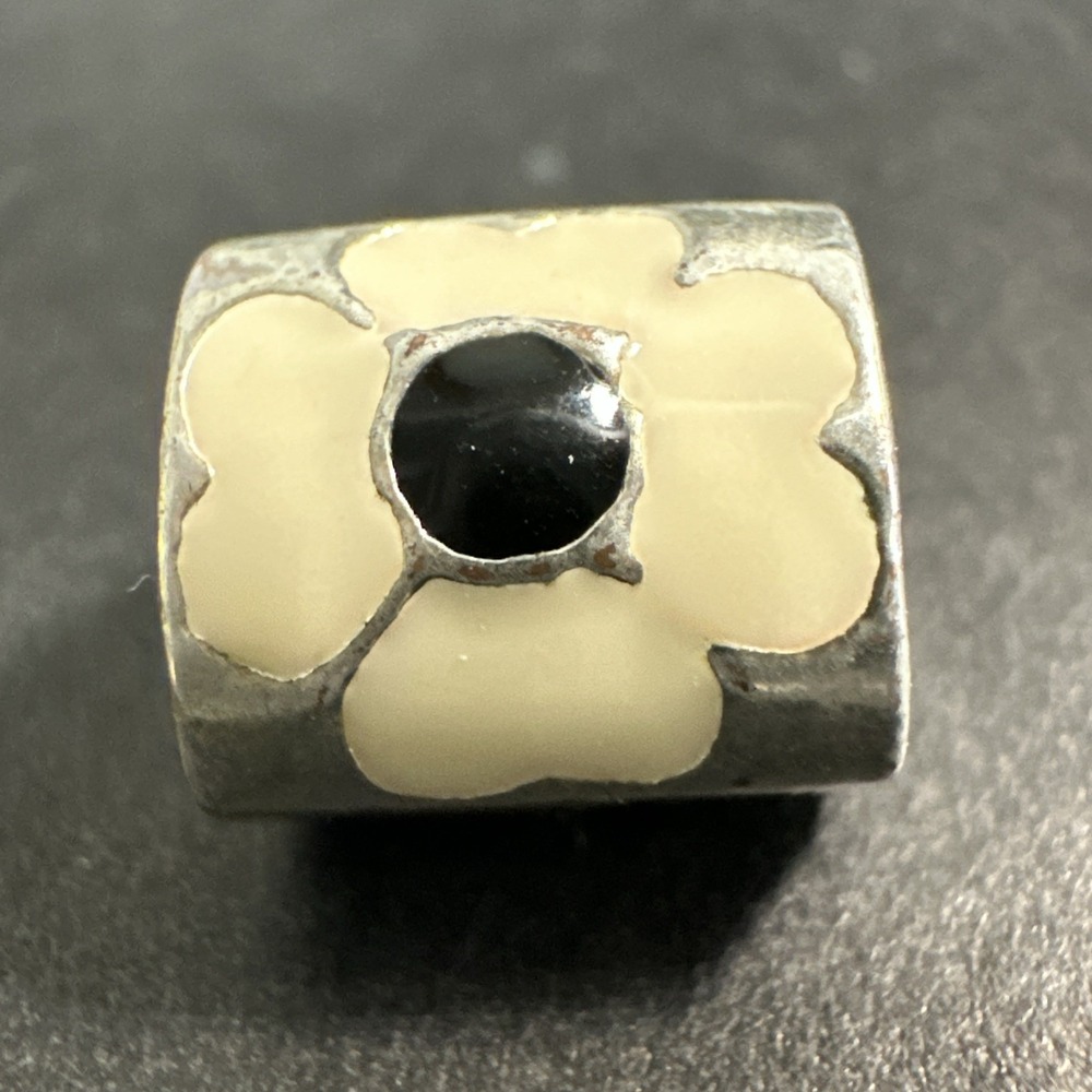 Colorful White Flower Sterling Silver .925 Tunnel Charm  #38